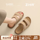 ZHR勃肯拖鞋女夏外穿時(shí)尚百搭懶人涼拖軟底沙灘一字拖 IL01 卡其 37