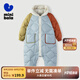 迷你巴拉兒童連體羽絨服男女童厚款保暖連帽防風保暖羽絨外套【防水透濕】 灰白10808 90