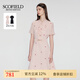 SCOFIELD女裝收腰連衣裙優(yōu)雅印花長裙短袖雪紡裙2024夏季新款 粉色 S 160