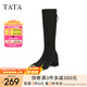 他她（TATA）粗跟彈力長靴女靴子氣質(zhì)顯瘦高筒靴冬季新款6JN01DG4 黑色 36