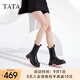 他她（TATA）黑巧煙筒靴厚底切爾西靴女加絨煙筒靴短靴子秋冬WJZ02DZ4 黑(鞋底粉) 37