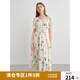 獨束（DUSHU）大碼女裝植物系法式優(yōu)雅連衣裙2025夏季時(shí)尚收腰顯瘦碎花裙子 米色植物系 XL （尺碼：3）