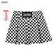 SMFK Grid wonderland仙境百褶裙牛仔黑白格高腰短裙百搭US003BW 黑白格 M