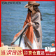 Calznklien雙面披肩女外搭2025秋冬季圍巾女保暖加厚旅游斗篷生日禮物送女生【條紋小方格橘色】高級感禮盒裝