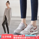 ZHR休閑鞋女精選牛皮舒適百搭女鞋 經(jīng)典INS潮拼色運(yùn)動鞋女 韓版時尚輕便透氣鞋子女 AK60 米灰色 37