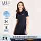 ELLE ACTIVE 百搭氣質(zhì)翻領(lǐng)連衣裙夏季時尚簡約運動休閑透氣收腰顯瘦短袖T恤裙 藏青色 L