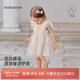 babylove女寶寶連衣裙夏季裙子蝴蝶刺繡紗裙外出甜美蓬蓬裙飛袖公主裙