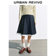 UR2026春季新款女裝拼接荷葉邊褶皺牛仔半裙UYL850200+ 藍色 M