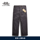 RRL男裝 經典版棉質染色人字斜紋長褲RL90989 001-黑色 32 (32/32)