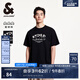 杰克·瓊斯（JACK&JONES）25年衣服男裝純棉短袖t恤男士春夏季寬松潮流字母高端白色半袖 E40黑色 常規(guī) S