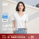 森馬（Semir）短袖t恤女涼感抗菌正肩修身2025夏顯瘦V領(lǐng)白色打底衫109325100002