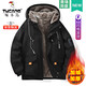 啄木鳥(niǎo)加絨加厚棉服男春秋冬季2025新款男士棉衣外套休閑防寒羽面包絨服 D209黑色加絨 XL