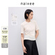 納薇（naivee）【立體提花工藝】商場同款25夏新款中國風(fēng)花鳥短袖T恤 米色 L