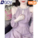 DGOV法式紫色掛脖露肩連衣裙女秋季2025新款感氣質(zhì)收腰顯瘦長裙子 圖片色（zt） XS