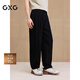 GXG男裝 針織休閑褲通勤男彎刀長(zhǎng)褲寬松日常運(yùn)動(dòng)褲 2025夏季新品 黑色 M (30)