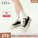 他她（TATA）經(jīng)典厚底帆布鞋女鞋子休閑板鞋小白鞋春新款WP801AM5 黑色 38