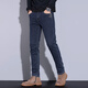 LEMBA牛仔褲男冬季加絨褲子男士修身彈力休閑小腳褲韓版煙灰色2025新款 藍灰色【不加絨】 29 碼