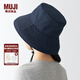 無印良品（MUJI）使用不易沾水帶不易沾水圓帽漁夫帽 帽子 遮陽帽 帶掛繩 DBA21A2S 藏青色 55-57cm