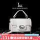 LMK真皮包包女2025新款單肩包女士斜挎輕奢手提小方包送女友生日禮物 喜馬拉雅白 送老婆女朋友媽媽情人節(jié)生日禮物