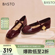 百思圖【喬欣同款】莫奈花園法式瑪麗珍M3173AQ5紅色 37
