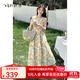 飛鳥(niǎo)和新酒中長(cháng)款寬松無(wú)袖連衣裙2025夏季新款純棉碎花休閑長(cháng)裙 滿(mǎn)幅圖案淺黃HPF02 M