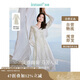 茵曼新中式流蘇盤(pán)扣襯衫兩件套夏季女裝刺繡吊帶裙套裝 梨花杏 S