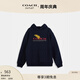 蔻馳（COACH）奧萊女士棉質(zhì)拼貼畫(huà)圖案連帽衛衣 海軍藍色 S