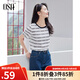 OSA復古提花立體蕾絲T恤女2025夏季新款減齡休閑通勤短袖上衣薄款 黑白條 L