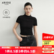 艾諾絲雅詩(shī)【商場(chǎng)同款】2025秋季新品通勤百搭羊毛短袖針織衫上衣女40728019 黑色 L