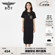 BOY LONDON【夏日畫廊】夏女士長裙顯瘦開叉寬松黑色連衣裙W17703 黑色 M