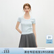 范思藍(lán)恩少女絞花針織衫女夏季2025假兩件拼接花邊領(lǐng)套頭上衣2202 天空藍(lán) M