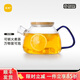 尚明大容量耐熱玻璃過(guò)濾泡茶壺冷飲涼水壺套裝燒水壺花果茶壺茶水分離 漣漪濾網(wǎng)藍(lán)色手把 900ml