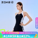 洲克ZOKE泳衣連體平角顯瘦遮肚溫泉游泳女士泳衣123501414黑灰白花M