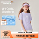 Skechers斯凱奇兒童運動(dòng)褲新款夏季舒適速干男女童短袖短褲P225K005 上裝/蘭花紫色/01X5 140