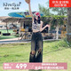 Khwfjas一線(xiàn)品牌復古破洞微喇牛仔褲女2025夏高腰顯瘦寬松顯腿長(cháng)直筒 復古藍（長(cháng)褲） M 【體重:99-109斤】