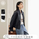 對白【AN大碼系列】復古港風(fēng)黑色pu皮衣外套秋季微胖mm設計感短款夾克 靜謐黑 XL 建議體重135-145