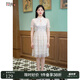 固執(zhí)（OBSTINATE）【特價(jià)】夏季新款中式復(fù)古短袖刺繡中長連衣裙女裝80112LQ06477 杏色  XL