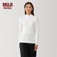 無印良品（MUJI）女式 起毛羅紋編織 半高領(lǐng)長袖T恤 打底衫內(nèi)搭冬 BBD93C4A 白色 S