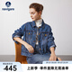 Navigare意大利小帆船女士短外套秋冬復(fù)古牛仔服純棉親膚休閑簡(jiǎn)約夾克外套 方鈉石藍(lán) L