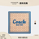 蔻馳（COACH）奧萊女士經(jīng)典標志草書(shū)體COACH文字印花絲巾 淺卡其色/藍色