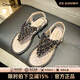 Cmxvz Kabot時(shí)尚涼鞋女士2025新款夏季仙女風(fēng)夾腳涼鞋休閑平底百搭羅馬涼鞋 米白色 39