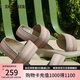 斯凱奇（Skechers）涼鞋女士夏季外穿透氣女鞋平底踩屎感涼拖鞋百搭輕便休閑鞋114400