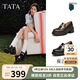 他她沈月同款TATA預(yù)言家厚底樂福鞋女粗跟小皮鞋 黑色 38