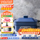 摩飛電器（Morphyrichards）多功能鍋家用 鴛鴦鍋電火鍋專用鍋料理鍋蒸煮炒一體涮烤肉鍋電烤盤分體式多用途電熱鍋旗艦 MR9088 地中海藍(lán)標(biāo)配(帶深鍋盤+牛扒盤+蒸盤)