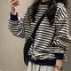 妙奕嘉衛(wèi)衣女款2025新款衛(wèi)衣外套秋季上衣女士寬松長(zhǎng)袖t恤女外穿百搭 條紋圓領(lǐng)長(zhǎng)袖套頭衛(wèi)衣【藏青色】 M 【建議90-110斤】
