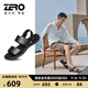 零度Zero男鞋新品軟底沙灘鞋透氣戶(hù)外休閑皮鞋涼拖鞋室內外穿懶人皮鞋 黑色 40