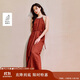 茵曼2025夏季女裝新款波西米亞民族風(fēng)貝殼掛脖吊帶連衣裙 棗紅色  M