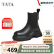 他她（TATA）厚底休閑切爾西靴女冬WJZ03DD4 黑色 38
