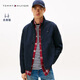 TOMMY HILFIGER【休閑立領(lǐng)】秋冬男裝拼色鑲邊口袋通勤商務(wù)行政夾克外套 藏青色DW5 M （推薦：135-150斤）
