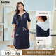 MsShe【蕾絲連帽刺繡連衣裙】大碼女裝2025夏裝胖mm寬松中長裙子 藏青藍(lán)色現(xiàn)貨 2XL